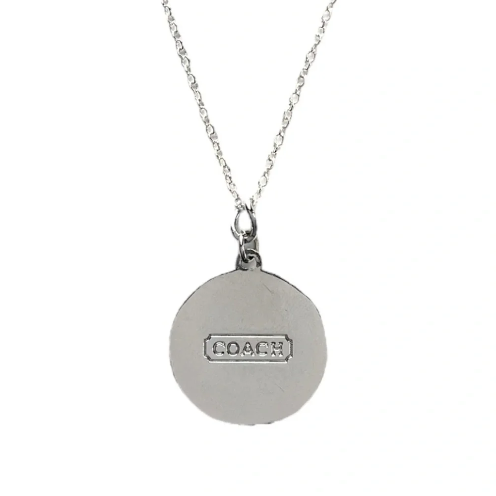 Vintage Coach Red Signature Logo Disc Necklace - Picture 4 of 4